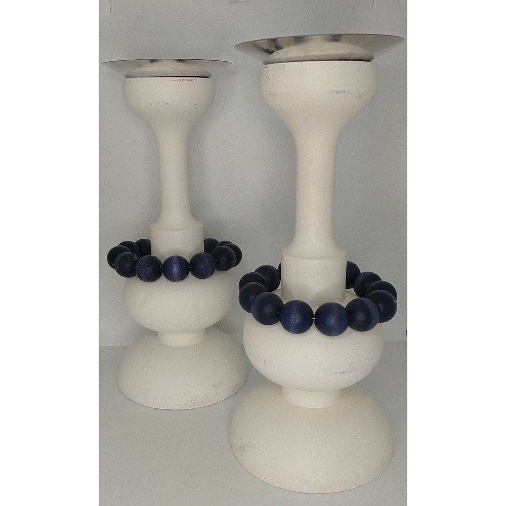 Aarikka Finland Candle Sticks Holders Set of 2 White Wood